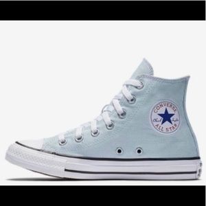 Light blue converse high tops